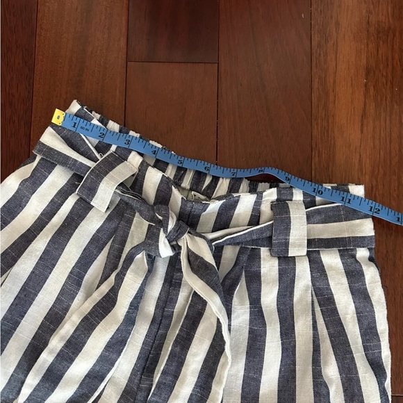 SHEIN Girls Goucho Pants Sz 10 Blue & White Stripe Wide Leg Crop Belted - Picture 5 of 9